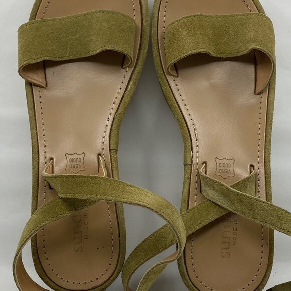 Sundance green suede wedge heel platform sandals size 7.5 Made in Italy - Picture 3 of 9